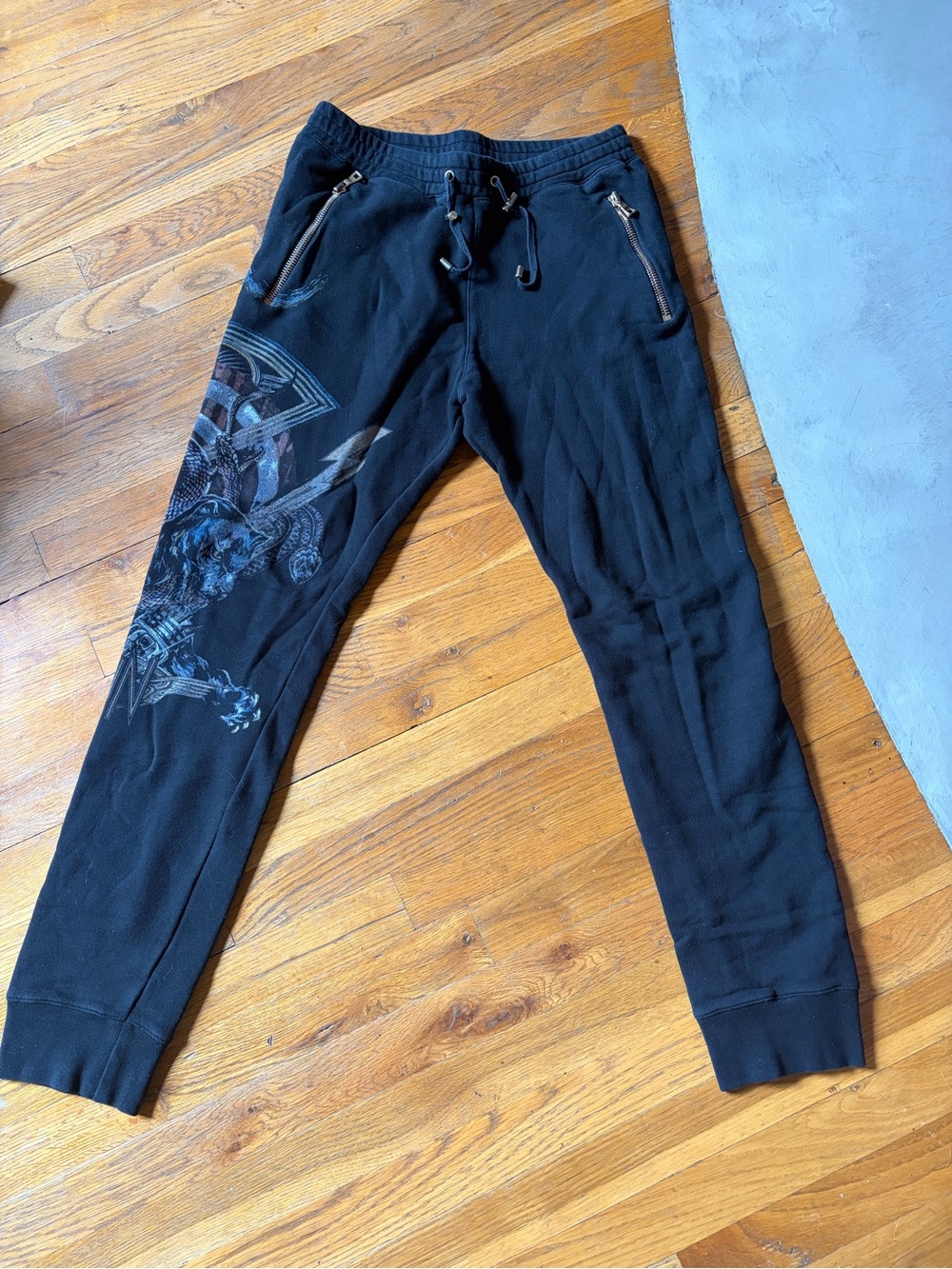 Balmain Black Graphic Sweatpants with Side Print